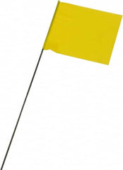 Ability One - 3" High x 3-1/2" Wide, Yellow PVC Marking Flag - 15" Overall Height - Exact Tooling