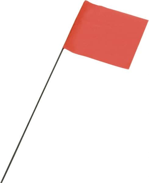 Ability One - 3" High x 3-1/2" Wide, Fluorescent Orange PVC Marking Flag - 21" Overall Height - Exact Tooling