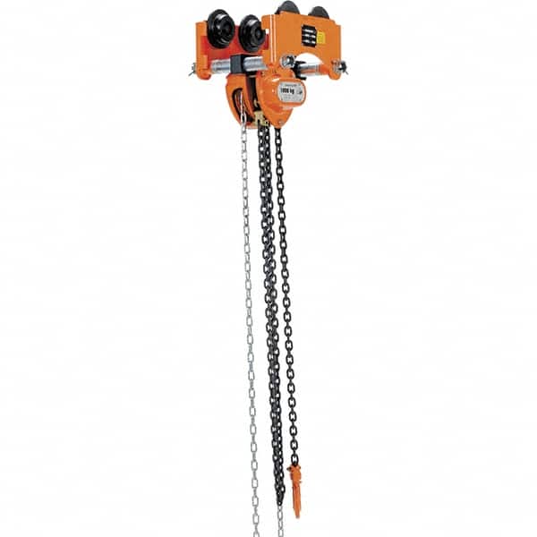 Vestil - 1 Ton Capacity Low Headroom Geared Trolley - 2-1/2" to 8" Flange Width - Exact Tooling