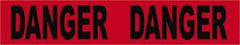 NMC - 200' Long x 3" Wide Roll, Vinyl, Black & Red Barricade Tape - Message: Danger - Exact Tooling