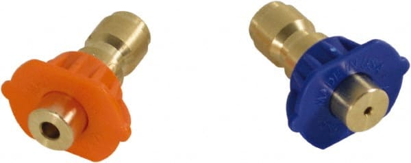 Simpson - 5,000 psi Fixed, Metal, Second Story Pressure Washer Nozzle - 0.156" Orificie Diam, 1/4" Thread, Male, Orange & Blue - Exact Tooling
