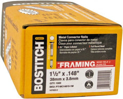 Stanley Bostitch - 16 Gauge 0.0598" Shank Diam 2-1/2" Long Metal Connecting Nails for Power Nailers - Steel, Galvanized Finish, Smooth Shank, Angled Stick Paper Tape Collation, Round Head - Exact Tooling