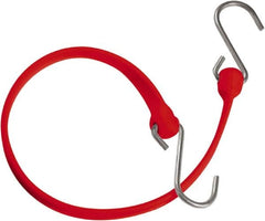 The Better Bungee - Heavy Duty Bungee Strap with Triangulated Galvanized S Hook - 12" OAL, Red - Exact Tooling