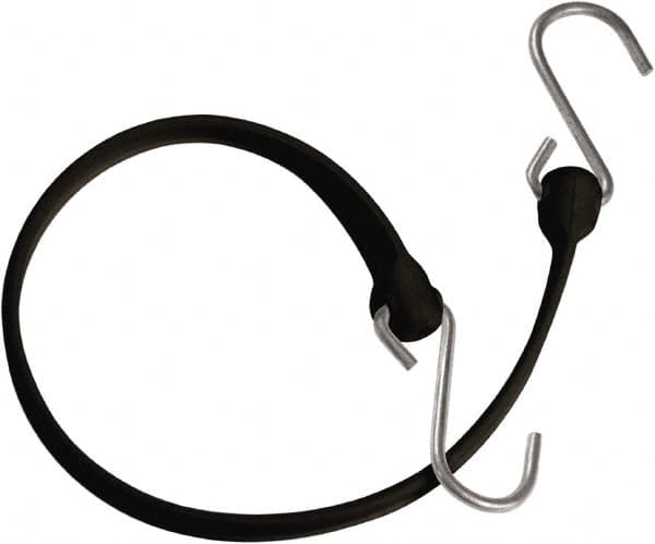 The Better Bungee - Heavy Duty Bungee Strap with Triangulated Galvanized S Hook - 12" OAL, Black - Exact Tooling