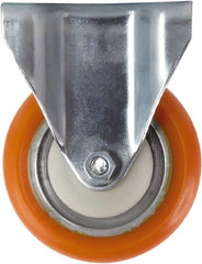 Caster Connection - 4" Diam x 1-1/4" Wide x 5-1/8" OAH Top Plate Mount Rigid Caster - Polyurethane, 400 Lb Capacity, Sealed Precision Ball Bearing, 2-3/8 x 3-5/8" Plate - Exact Tooling