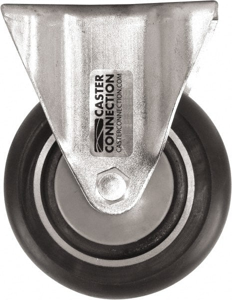 Caster Connection - 4" Diam x 1-1/4" Wide x 5-1/8" OAH Top Plate Mount Rigid Caster - Polyurethane, 400 Lb Capacity, Sealed Precision Ball Bearing, 2-3/8 x 3-5/8" Plate - Exact Tooling