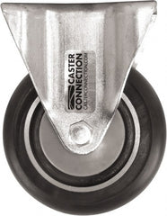 Caster Connection - 4" Diam x 1-1/4" Wide x 5-1/8" OAH Top Plate Mount Rigid Caster - Polyurethane, 400 Lb Capacity, Sealed Precision Ball Bearing, 2-3/8 x 3-5/8" Plate - Exact Tooling