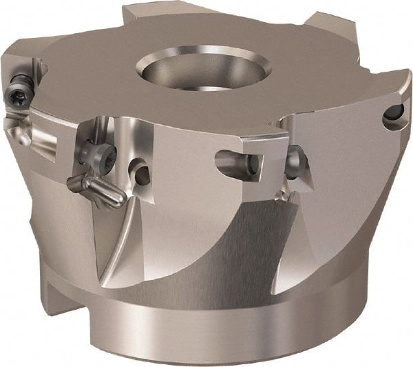 Seco - 6 Inserts, 66mm Cut Diam, 27mm Arbor Diam, 11mm Max Depth of Cut, Indexable Square-Shoulder Face Mill - 90° Lead Angle, 40mm High, XO.X 12.. Insert Compatibility, Through Coolant, Series R220.69 - Exact Tooling