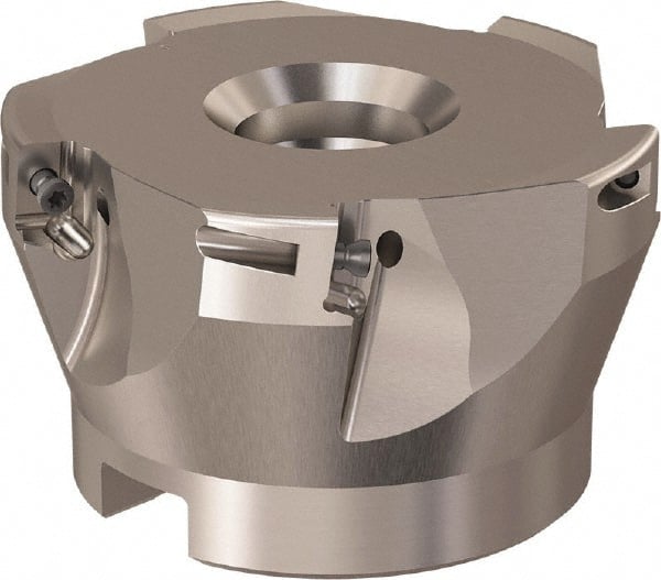 Seco - 5 Inserts, 66mm Cut Diam, 27mm Arbor Diam, 9mm Max Depth of Cut, Indexable Square-Shoulder Face Mill - 90° Lead Angle, 40mm High, XO.X 10T3.. Insert Compatibility, Through Coolant, Series R220.69 - Exact Tooling