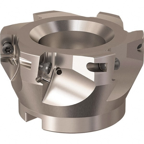 Seco - 6 Inserts, 84mm Cut Diam, 27mm Arbor Diam, 17mm Max Depth of Cut, Indexable Square-Shoulder Face Mill - 90° Lead Angle, 50mm High, XO.X 18.. Insert Compatibility, Through Coolant, Series R220.69 - Exact Tooling