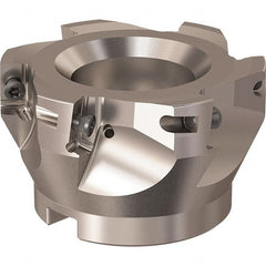 Seco - 6 Inserts, 84mm Cut Diam, 27mm Arbor Diam, 17mm Max Depth of Cut, Indexable Square-Shoulder Face Mill - 90° Lead Angle, 50mm High, XO.X 18.. Insert Compatibility, Through Coolant, Series R220.69 - Exact Tooling