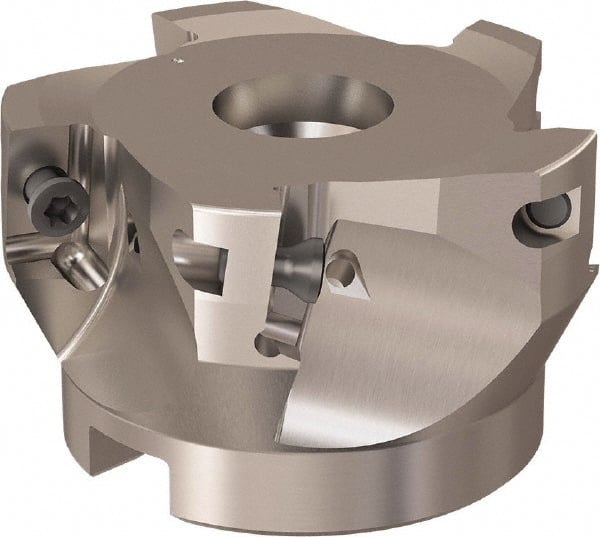 Seco - 5 Inserts, 66mm Cut Diam, 27mm Arbor Diam, 17mm Max Depth of Cut, Indexable Square-Shoulder Face Mill - 90° Lead Angle, 40mm High, XO.X 12.. Insert Compatibility, Through Coolant, Series R220.69 - Exact Tooling