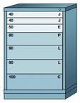 44.25 x 28.25 x 30'' (7 Drawers) - Pre-Engineered Modular Drawer Cabinet Counter Height (137 Compartments) - Exact Tooling