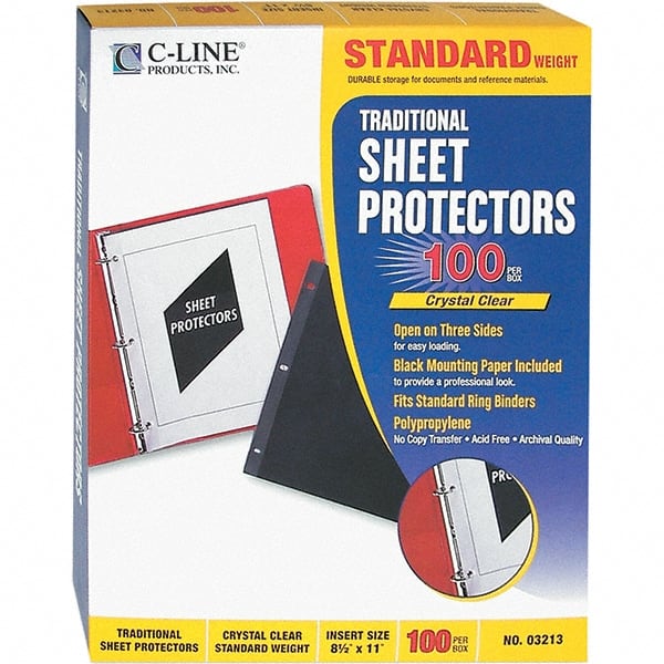 C-LINE - 100 Piece Clear Sheet Protectors-Ring Binder - 11" High x 8-1/2" Wide - Exact Tooling