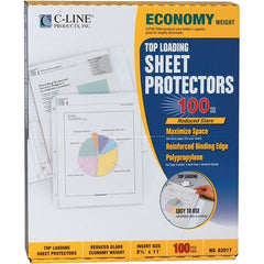 C-LINE - 100 Piece Clear Sheet Protectors-Ring Binder - 11" High x 8-1/2" Wide - Exact Tooling