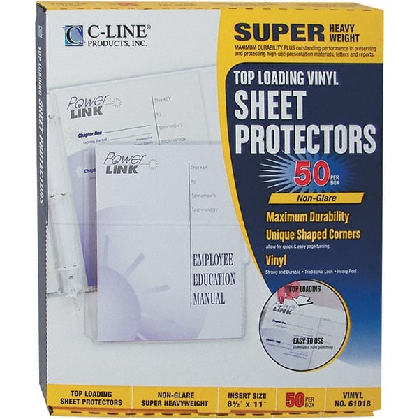 C-LINE - 50 Piece Clear Sheet Protectors-Ring Binder - 11" High x 8-1/2" Wide - Exact Tooling