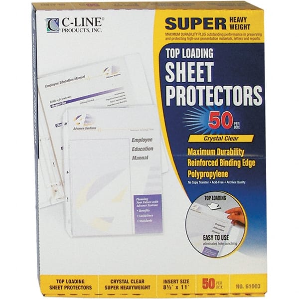 C-LINE - 50 Piece Clear Sheet Protectors-Ring Binder - 11" High x 8-1/2" Wide - Exact Tooling