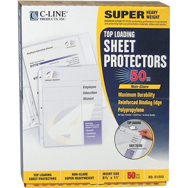 C-LINE - 50 Piece Clear Sheet Protectors-Ring Binder - 11" High x 8-1/2" Wide - Exact Tooling