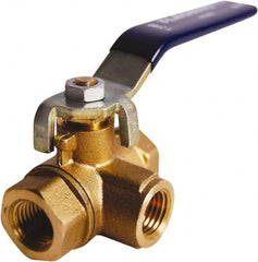 Legend Valve - 1/2" Pipe, Large Port, Brass Diverter Ball Valve - Inline - Three Way Flow, FIPT x FIPT x FIPT Ends, Lever Handle, 600 WOG, 150 WSP - Exact Tooling