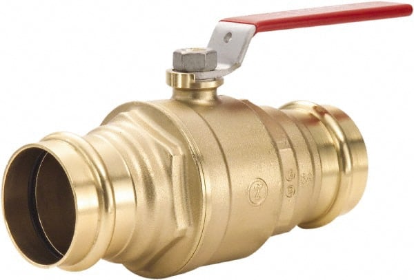 Legend Valve - 2" Pipe, Full Port, Lead Free Brass Full Port Ball Valve - 2 Piece, Press Ends, Lever Handle, 600 WOG - Exact Tooling
