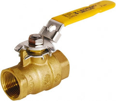 Legend Valve - 1-1/4" Pipe, Full Port, Brass Full Port Ball Valve - 2 Piece, FNPT x FNPT Ends, Locking Lever Handle, 600 WOG, 150 WSP - Exact Tooling