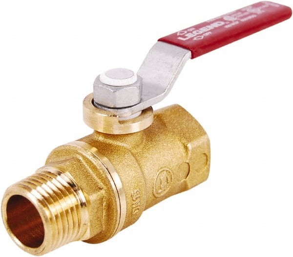 Legend Valve - 3/8" Pipe, Standard Port, Lead Free Brass Standard Ball Valve - 2 Piece, MNPT x FNPT Ends, Lever Handle, 400 WOG, 125 WSP - Exact Tooling