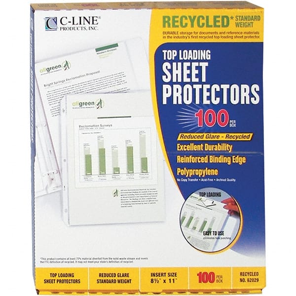 C-LINE - 100 Piece Clear Sheet Protectors-Ring Binder - 11" High x 8-1/2" Wide - Exact Tooling