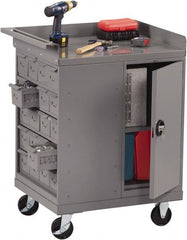 Tennsco - 1,000 Lb Capacity, 1 Shelf, 1 Door Mobile Bench - 33" Wide x 25" Deep x 43" High, Steel - Exact Tooling