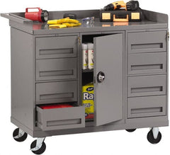 Tennsco - 1,000 Lb Capacity, 1 Shelf, 8 Drawer, 1 Door Mobile Bench - 45" Wide x 25" Deep x 43" High, Steel - Exact Tooling