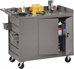 Tennsco - 1,000 Lb Capacity, 1 Shelf, 20 Bin, 1 Door Mobile Bench - 45" Wide x 25" Deep x 43" High, Steel - Exact Tooling