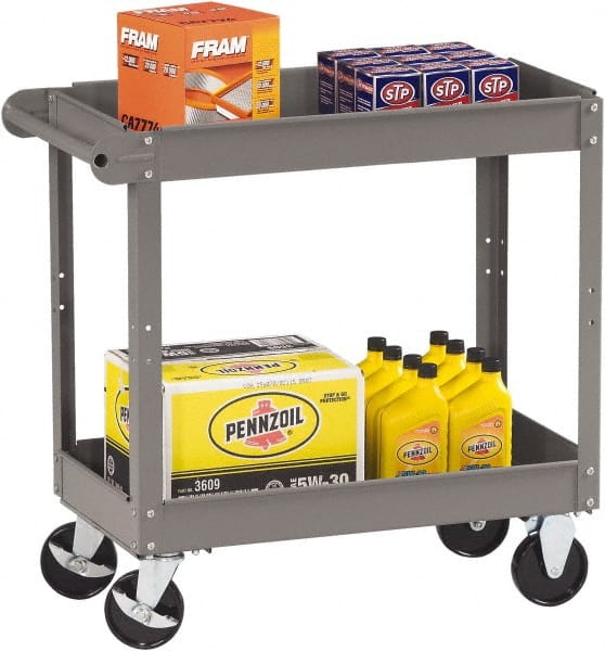 Tennsco - 150 Lb Capacity, 30" Wide x 16" Long x 32" High Service Cart - 2 Shelf, Steel, 2 Rigid/2 Swivel Casters - Exact Tooling