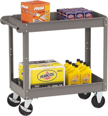 Tennsco - 150 Lb Capacity, 30" Wide x 16" Long x 32" High Service Cart - 2 Shelf, Steel, 2 Rigid/2 Swivel Casters - Exact Tooling