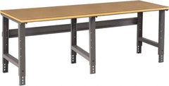 Tennsco - 96 Wide x 30" Deep x 33-3/4" High, Wood Workbench - Adjustable Height Legs, Medium Gray - Exact Tooling