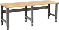 Tennsco - 96 Wide x 30" Deep x 33-1/2" High, Butcher Block Workbench - Adjustable Height Legs, Medium Gray - Exact Tooling