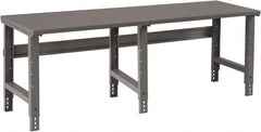 Tennsco - 96 Wide x 30" Deep x 33-1/2" High, 12 Gauge Steel Workbench - Adjustable Height Legs, Medium Gray - Exact Tooling