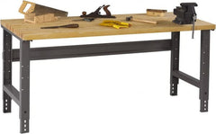 Tennsco - 60 Wide x 30" Deep x 33-1/2" High, Butcher Block Workbench - Adjustable Height Legs, Medium Gray - Exact Tooling