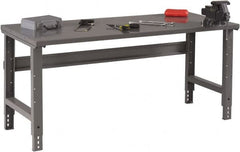 Tennsco - 48 Wide x 30" Deep x 33-1/2" High, 12 Gauge Steel Workbench - Adjustable Height Legs, Medium Gray - Exact Tooling