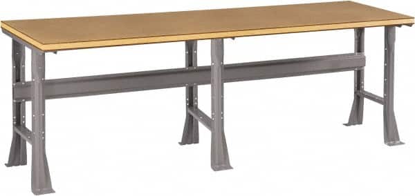 Tennsco - 96 Wide x 36" Deep x 33-3/4" High, Wood Workbench - Fixed Flared Legs, Medium Gray - Exact Tooling