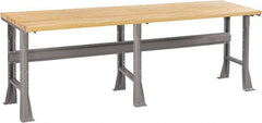 Tennsco - 96 Wide x 36" Deep x 33-3/4" High, Butcher Block Workbench - Fixed Flared Legs, Medium Gray - Exact Tooling