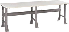 Tennsco - 96 Wide x 36" Deep x 33-1/2" High, Plastic Laminate Workbench - Fixed Flared Legs, Medium Gray - Exact Tooling