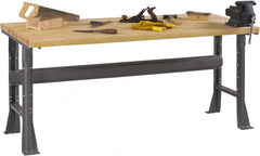 Tennsco - 60 Wide x 36" Deep x 33-3/4" High, Butcher Block Workbench - Fixed Flared Legs, Medium Gray - Exact Tooling