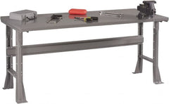 Tennsco - 60 Wide x 36" Deep x 33-1/2" High, 12 Gauge Steel Workbench - Fixed Flared Legs, Medium Gray - Exact Tooling