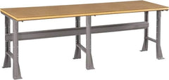 Tennsco - 96 Wide x 30" Deep x 33-3/4" High, Wood Workbench - Fixed Flared Legs, Medium Gray - Exact Tooling