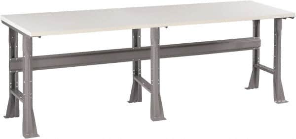 Tennsco - 96 Wide x 30" Deep x 33-1/2" High, Plastic Laminate Workbench - Fixed Flared Legs, Medium Gray - Exact Tooling