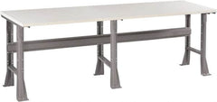 Tennsco - 96 Wide x 30" Deep x 33-1/2" High, Plastic Laminate Workbench - Fixed Flared Legs, Medium Gray - Exact Tooling