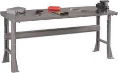 Tennsco - 72 Wide x 30" Deep x 33-1/2" High, 12 Gauge Steel Workbench - Fixed Flared Legs, Medium Gray - Exact Tooling