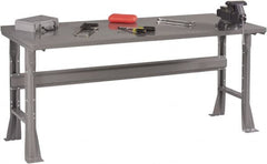 Tennsco - 60 Wide x 30" Deep x 33-1/2" High, 12 Gauge Steel Workbench - Fixed Flared Legs, Medium Gray - Exact Tooling