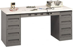 Tennsco - 72 Wide x 30" Deep x 33-1/2" High, Plastic Laminate Workbench - Fixed Legs, Medium Gray - Exact Tooling