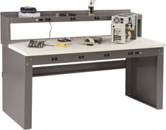 Tennsco - 72 Wide x 36" Deep x 33-1/2" High, Plastic Laminate Workbench - Fixed Legs, Medium Gray - Exact Tooling