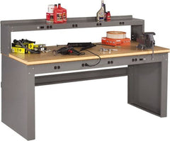 Tennsco - 72 Wide x 36" Deep x 33-1/2" High, Wood Workbench - Fixed Legs, Medium Gray - Exact Tooling